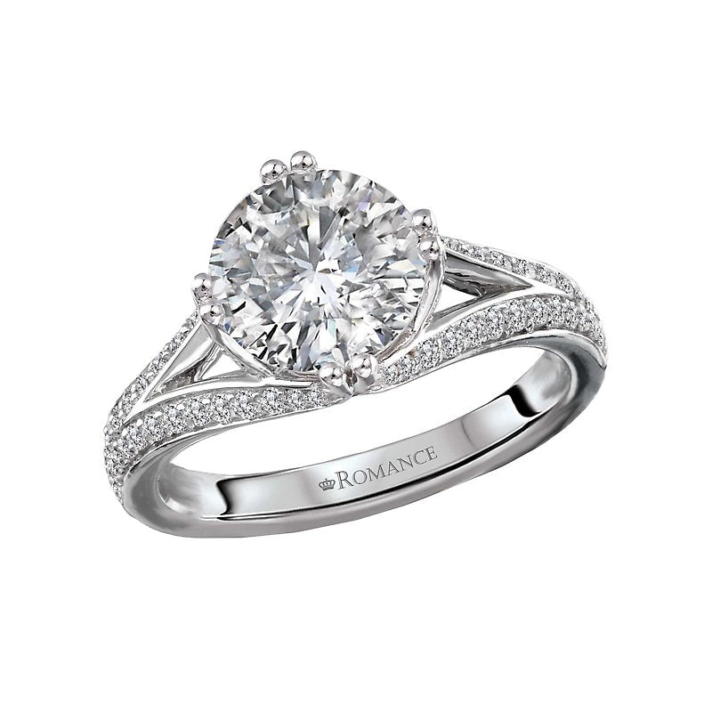 Orbelle Split Shank Semi-Mount Diamond Engagement Ring - 14K White Gold Twist Style