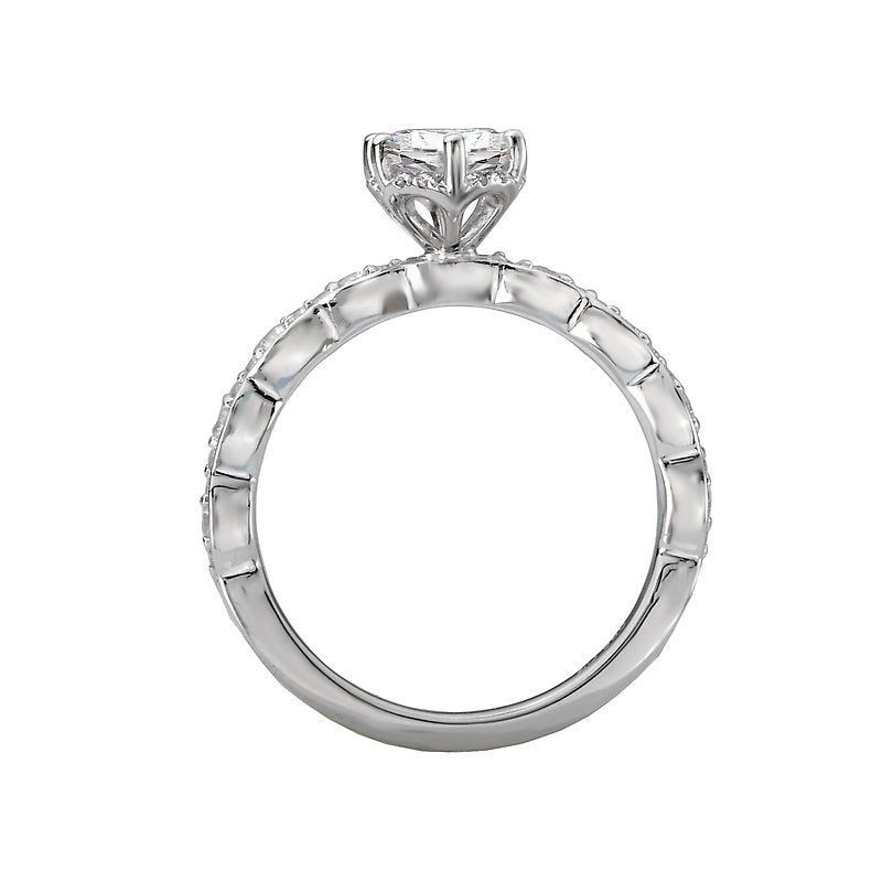 Orbelle Halo Semi-Mount Diamond Ring | 14K White Gold Oval Engagement Ring