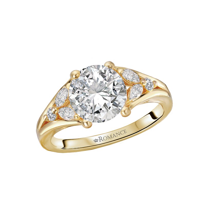Orbelle Twist 14K Yellow Gold Semi-Mount Engagement Ring with Marquise and Round Diamonds