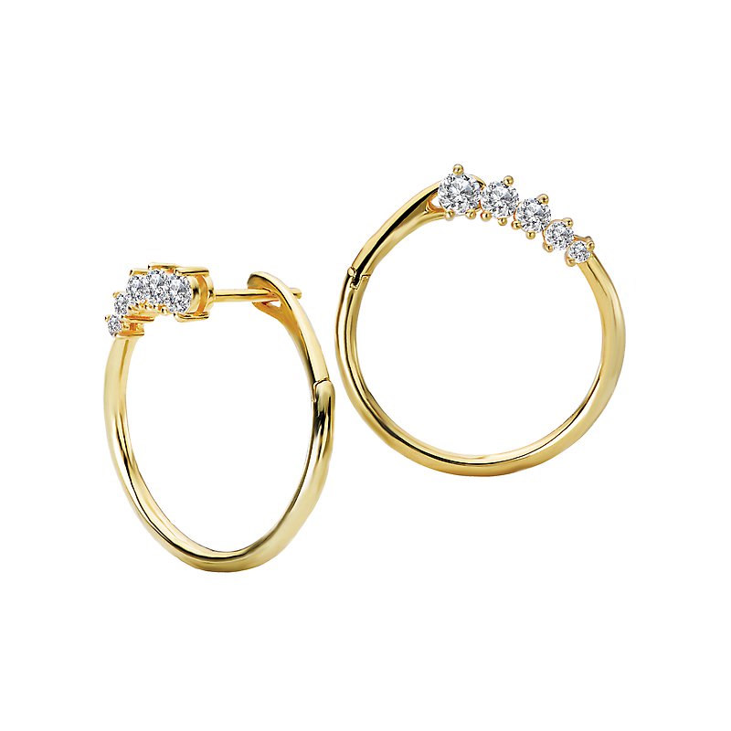 Luxora 14K Yellow Gold Hoop Diamond Earrings - Chic Fashion Jewelry