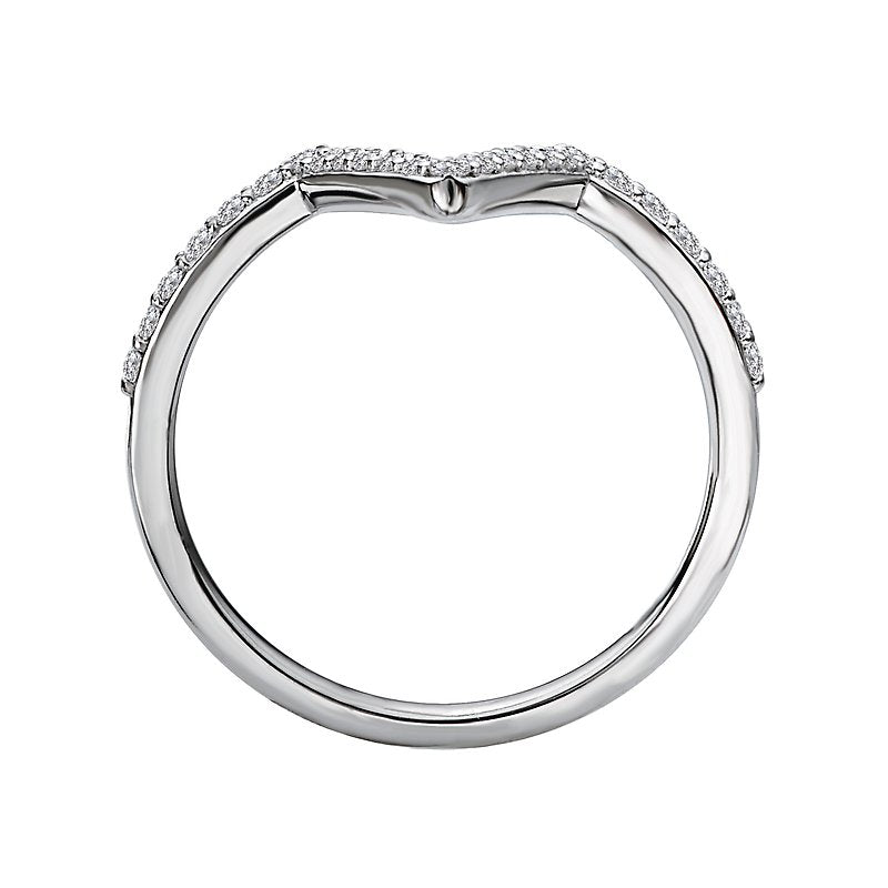 Luxora Classic 14K White Gold V-Shaped Diamond Ring for Women