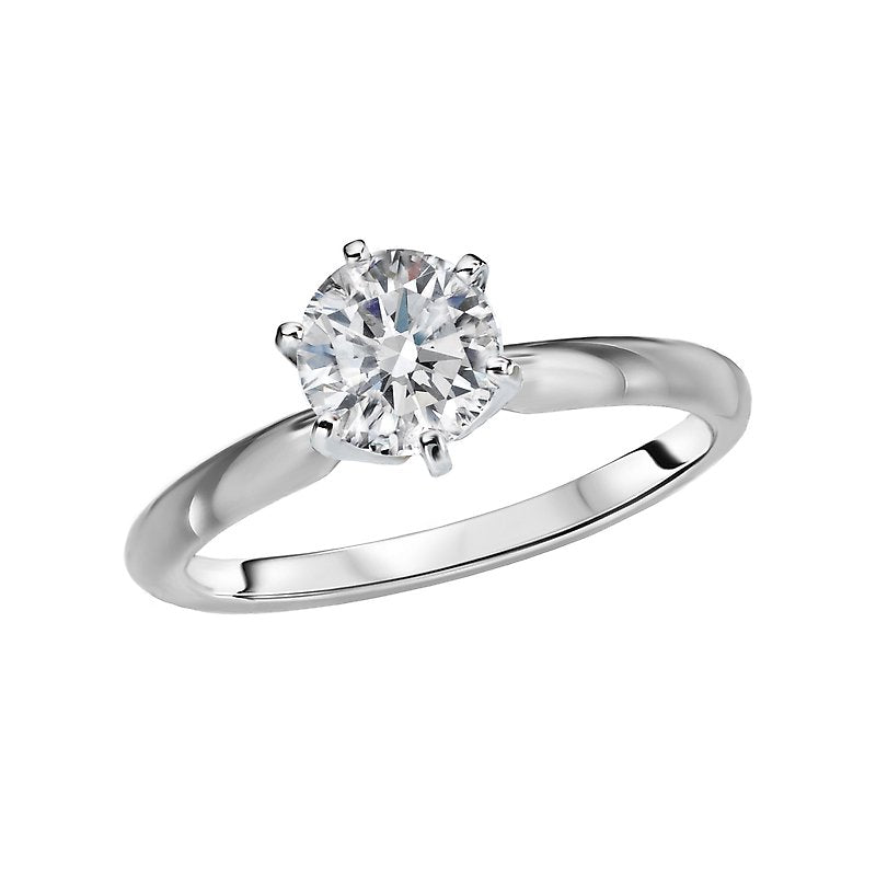 Glemera Solitaire Diamond Ring - 14K White Gold Round Cut 1-1/4 Carat