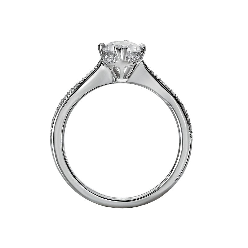 Orbelle 14K White Gold Oval Diamond Engagement Semi-Mount Ring