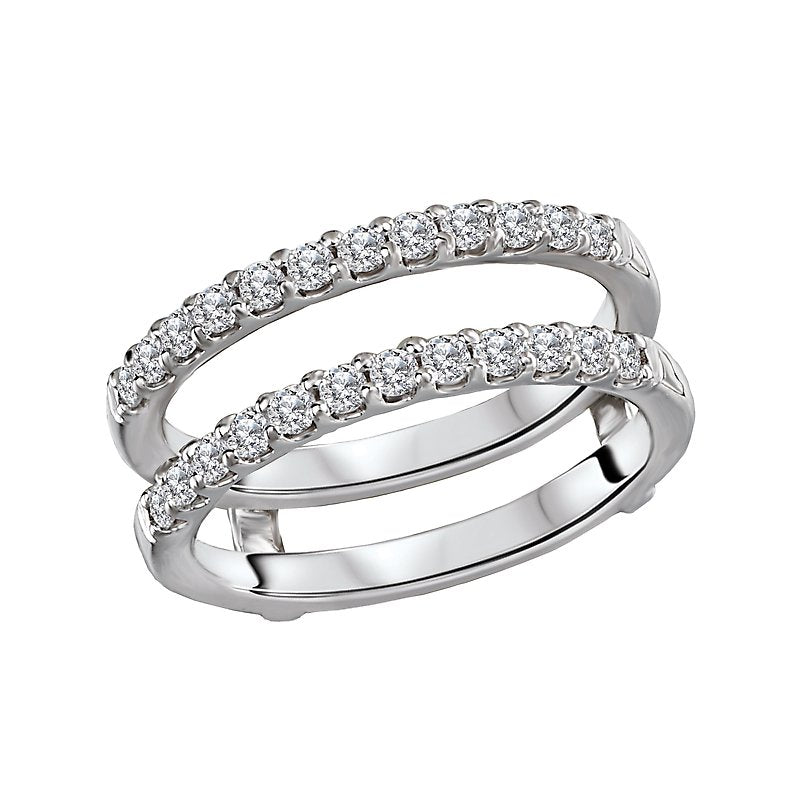 Glemera Diamond Wrap Wedding Ring Guard | 14K White Gold Round Diamond Band