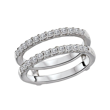 Glemera Diamond Wrap Wedding Ring Guard | 14K White Gold Round Diamond Band