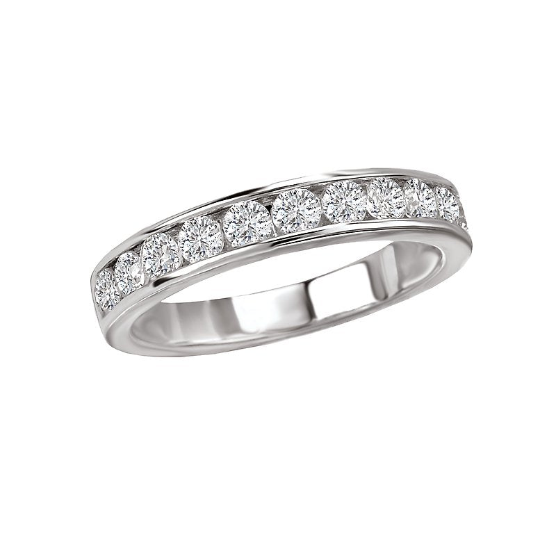 Aurenza Classics 14K White Gold Diamond Wedding Band - Straight Style, Round Cut Stones