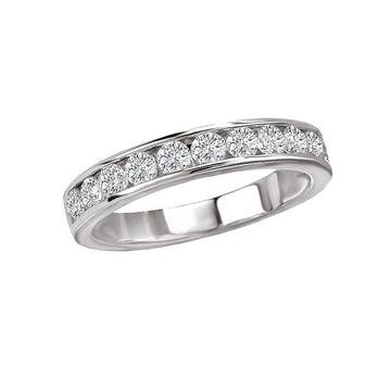 Aurenza Classics 14K White Gold Diamond Wedding Band - Straight Style, Round Cut Stones
