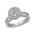 Orbelle Halo Diamond Engagement Semi-Mount Ring in 18K White Gold