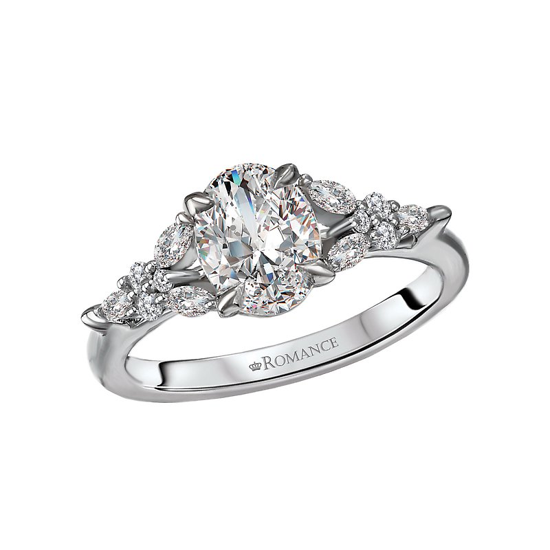 Orbelle 14K White Gold Marquise and Round Diamond Semi-Mount Engagement Ring