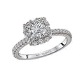 Orbelle Halo Semi-Mount Engagement Ring in 18K White Gold with Princess Cut Diamond Setting