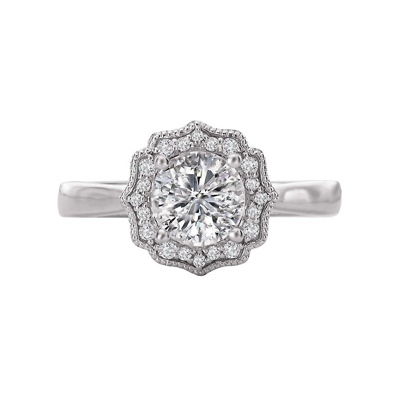 Orbelle Halo Semi-Mount Diamond Ring in 14K White Gold with Lab Grown Diamonds