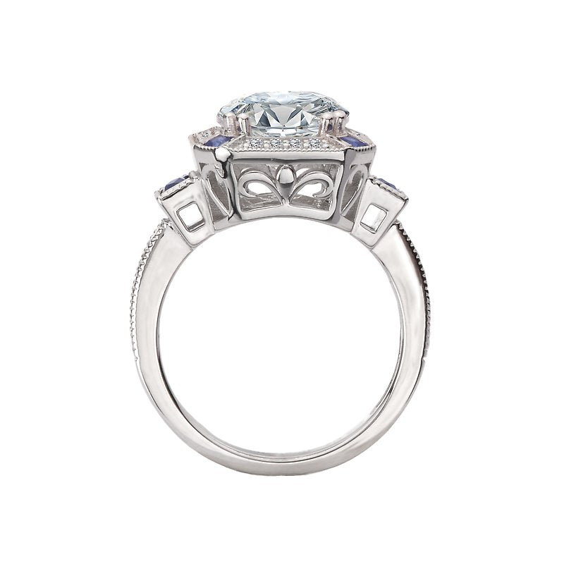 Orbelle 14K White Gold Diamond and Sapphire Semi-Mount Engagement Ring