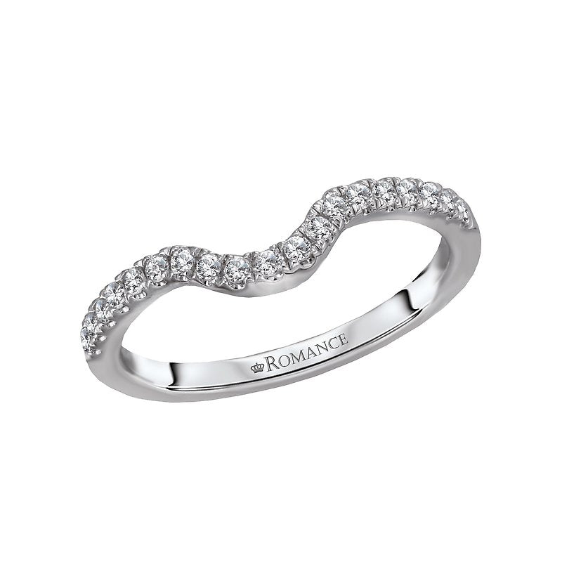 Orbelle Curved Wedding Band in 14K White Gold with Round Brilliant Cut Diamonds