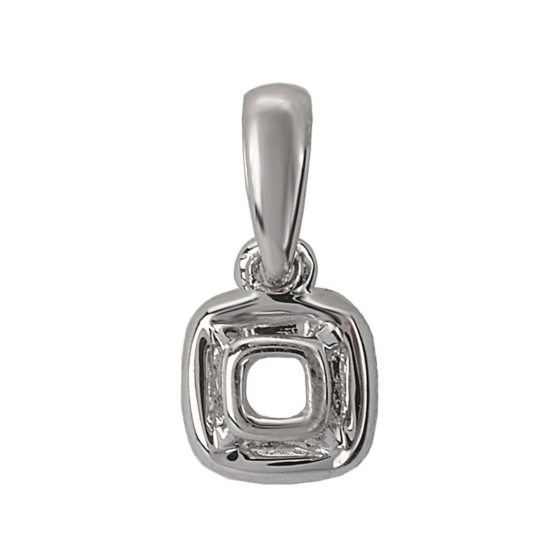 Luxora Halo Diamond Pendant | 14K White Gold Cushion Style Semi-Mount