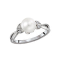 Luxora Classic 14K White Gold Diamond and Freshwater Pearl Fashion Ring