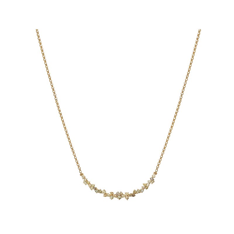 Luxora Ladies Multi-Colored Diamond Necklace in 14K Yellow Gold