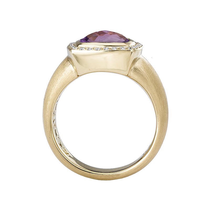 Luxora 14K Yellow Gold Amethyst Cushion Halo Ring