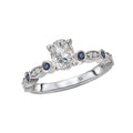 Glemera Diamond and Sapphire Oval Semi-Mount Engagement Ring in 14K White Gold