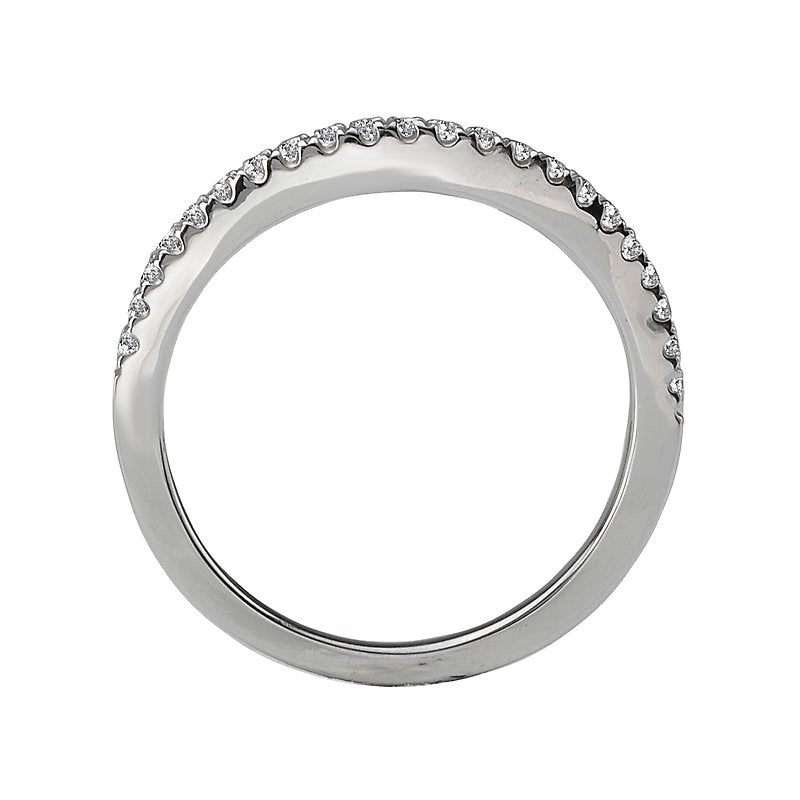 Orbelle Curved Wedding Band 14K White Gold with Round Faceted Diamonds