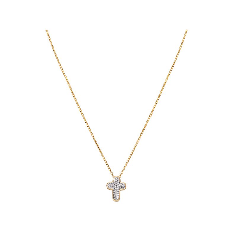 Luxora 14K Yellow Gold Diamond Cross Pendant Necklace