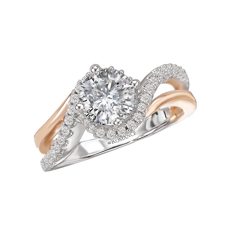 Orbelle Two Tone Diamond Engagement Ring Semi-Mount 14K White and Rose Gold