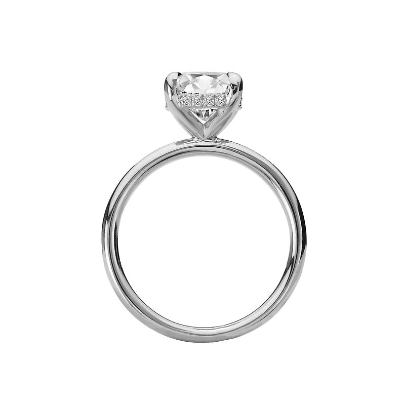 Platinum Hidden Halo Oval Diamond Engagement Ring - Orbelle Collection