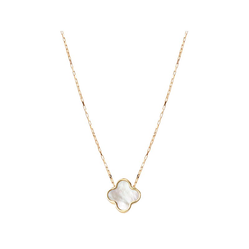 Luxora Italian 14kt Gold Mother of Pearl Clover Necklace