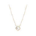 Luxora Italian 14kt Gold Mother of Pearl Clover Necklace
