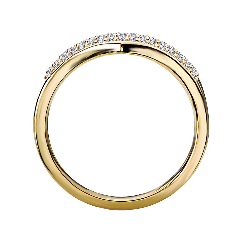 Luxora Classic 14K Yellow Gold Diamond V-Ring (D 1/5 Carat Total Weight)