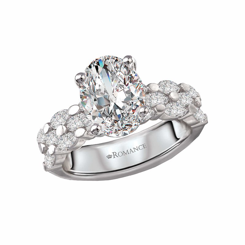 Bandora 14K White Gold Three Row Marquise Diamond Semi-Mount Engagement Ring
