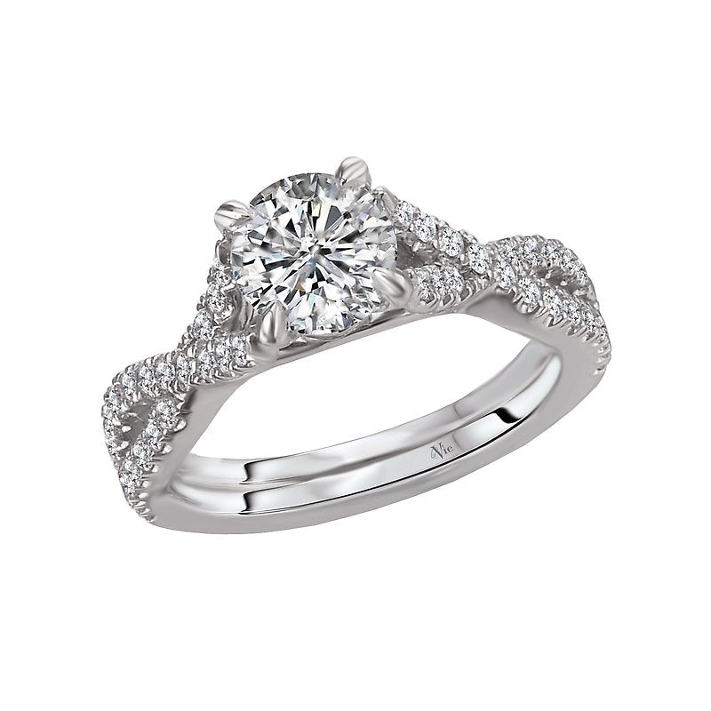 Glemera Bandora 14K White Gold Split Shank Diamond Ring Semi-Mount