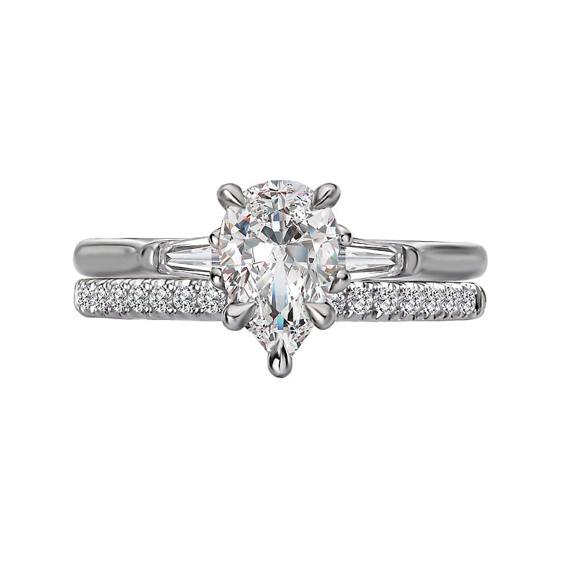 Orbelle 3-Stone Lab Grown Diamond White Gold Pear Shape Semi-Mount Engagement Ring