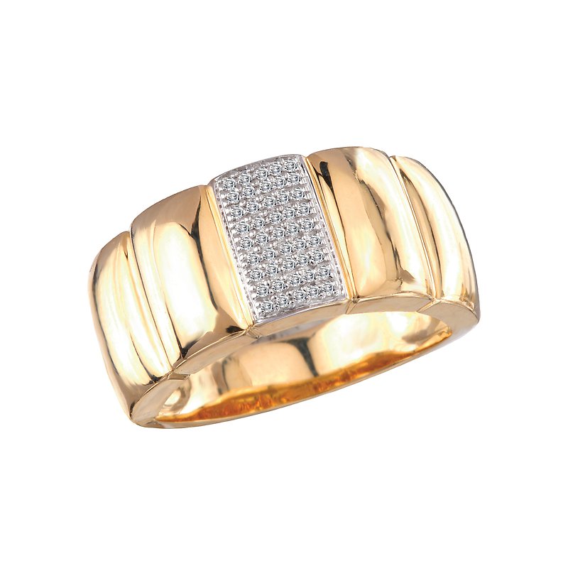 Luxora 14K Yellow Gold Diamond Domed Ring - Round White Diamond Fashion Ring