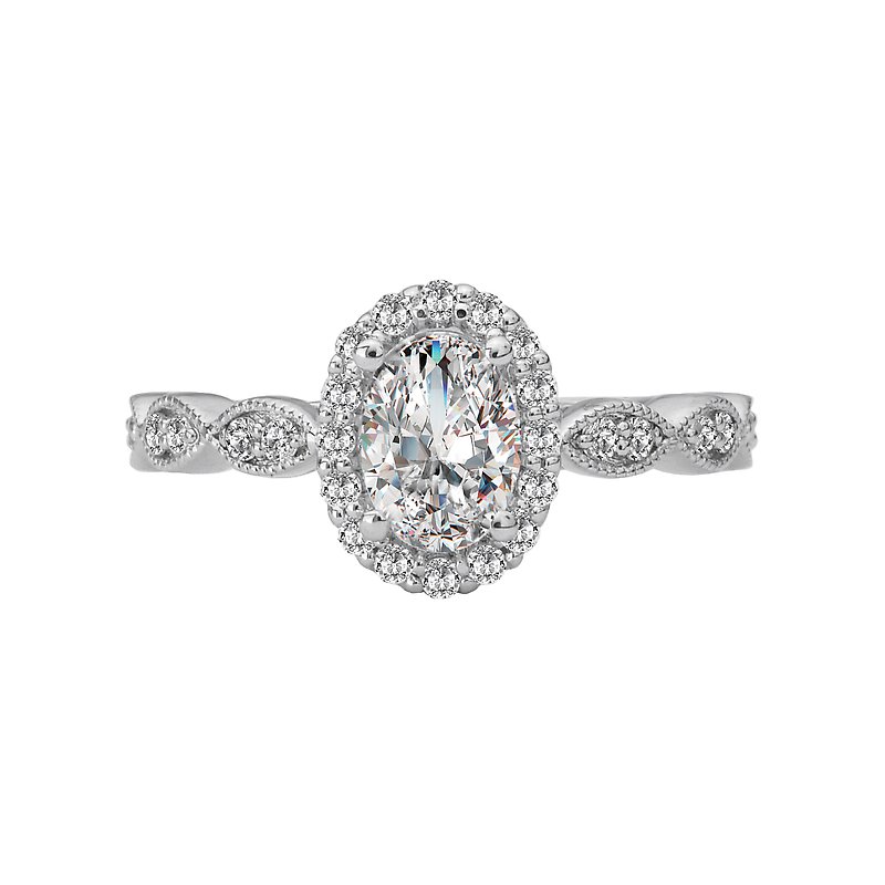Orbelle Halo Semi Mount Ring in 14K White Gold with Oval Lab Grown Diamond
