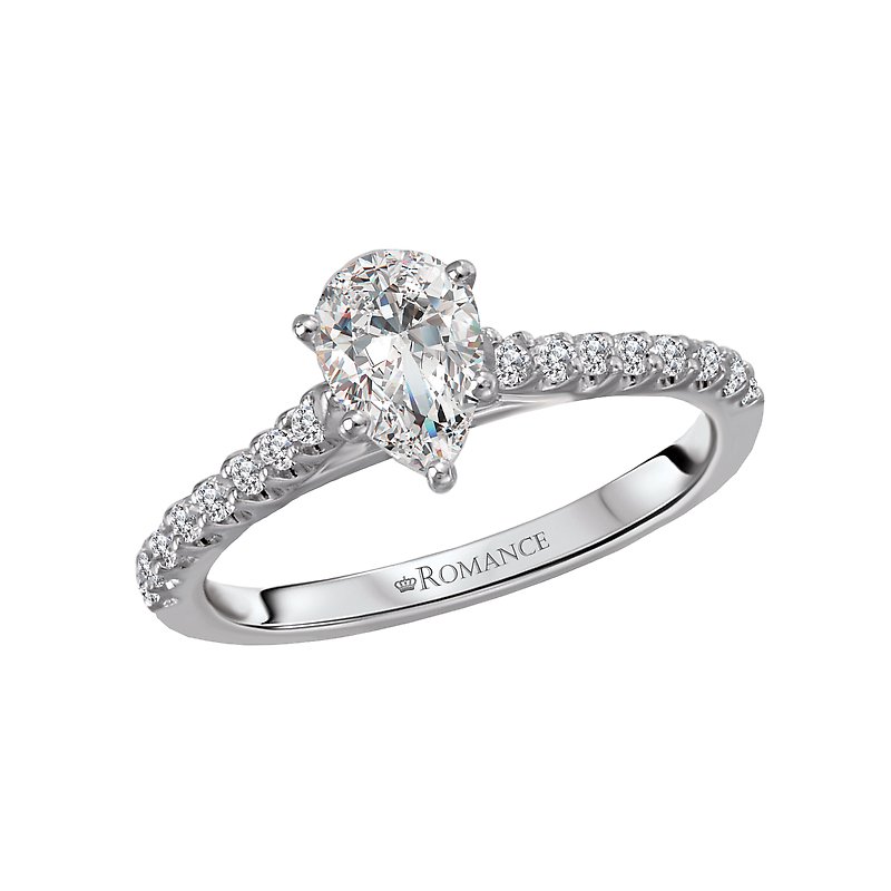 Bandora 14K White Gold Pear Shaped Diamond Semi-Mount Ring