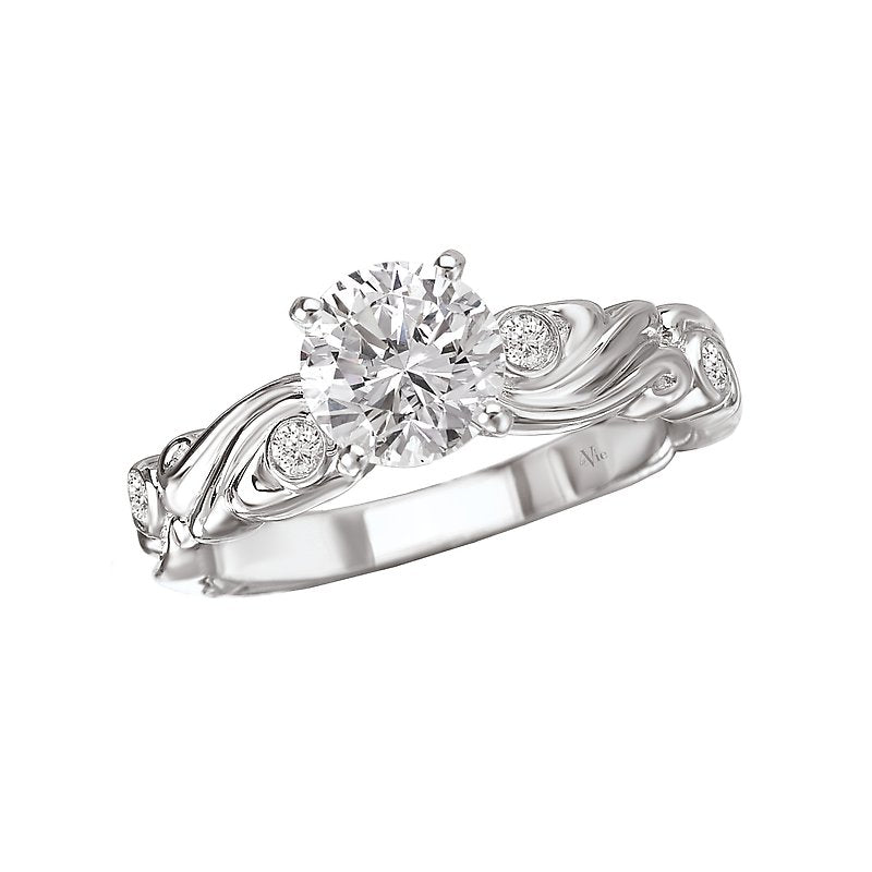 Glemera Bandora Swirl Diamond Engagement Ring Semi-Mount in 14K White Gold