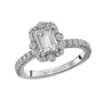 Elegant Halo Diamond Engagement Ring in 18K White Gold