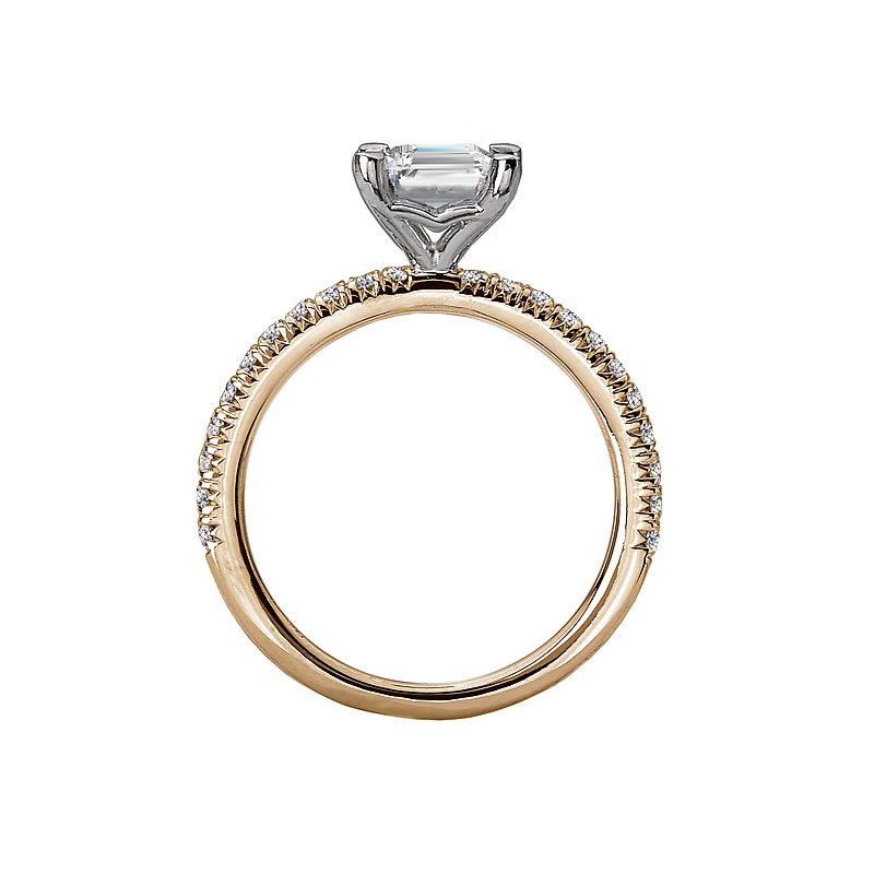 Orbelle 14K White Gold French Pave Diamond Engagement Semi-Mount Ring