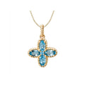 Luxora 14K Yellow Gold Blue Topaz Flower Pendant