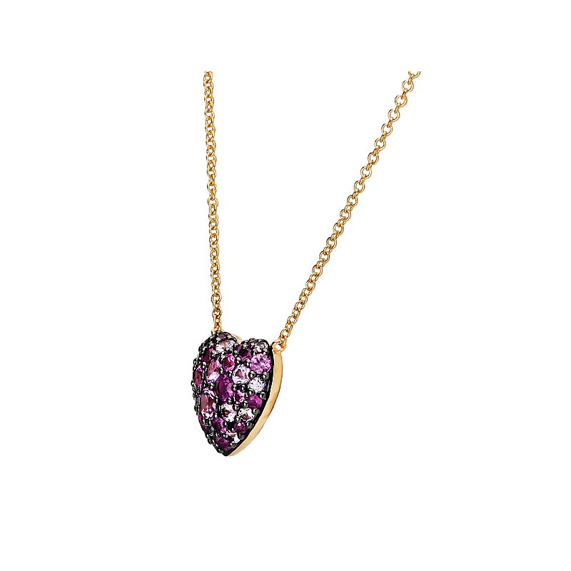 Luxora Pink Sapphire Heart Necklace | 14K Yellow Gold Pendant