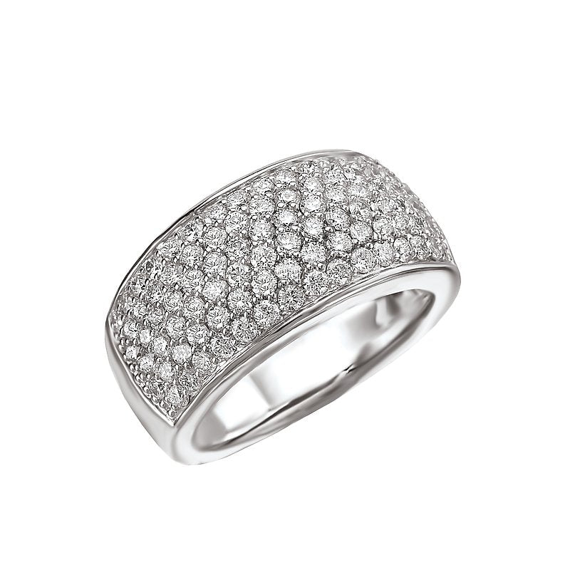 Luxora 14K White Gold 6-Row Pave Set Round Diamond Ladies Fashion Ring (D 1 1/2 carat total weight)
