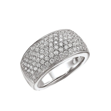 Luxora 14K White Gold 6-Row Pave Set Round Diamond Ladies Fashion Ring (D 1 1/2 carat total weight)