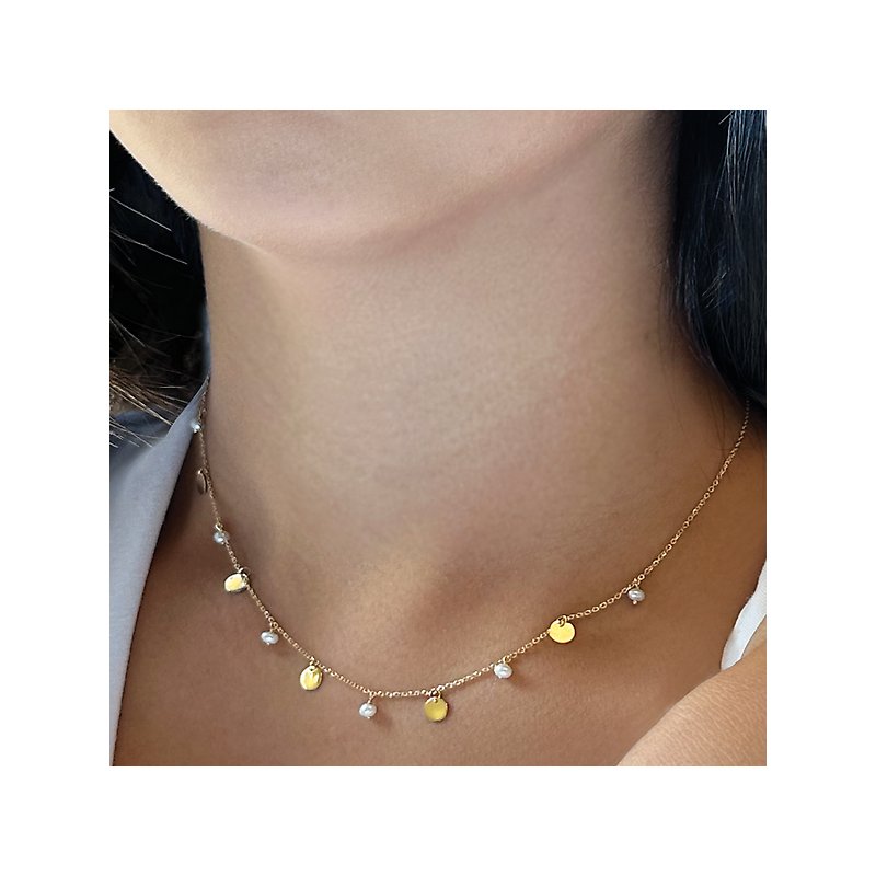 Italian 14kt Yellow Gold Freshwater Pearl Necklace - Luxora Essential Collection
