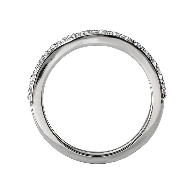 14K White Gold Curved Diamond Wedding Band - Orbelle Collection