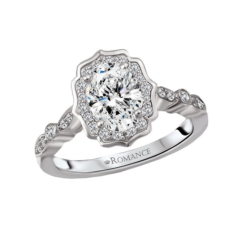 Elegant Orbelle Halo Semi-Mount Diamond Ring in 14K White Gold