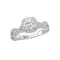 Orbelle Halo Semi-Mount Diamond Ring | 18K White Gold | Cushion Shape | 6.5mm Round Diamond