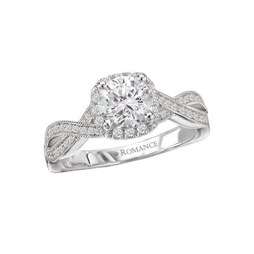 Orbelle Halo Semi-Mount Diamond Ring | 18K White Gold | Cushion Shape | 6.5mm Round Diamond