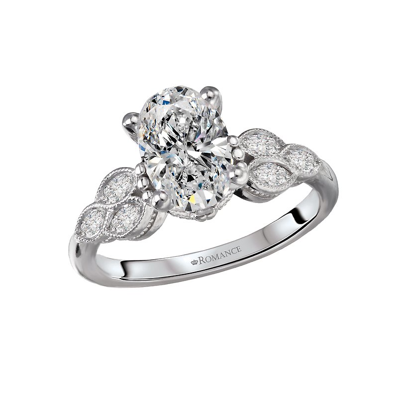Orbelle Milgrain Design Diamond Engagement Ring | 14K White Gold