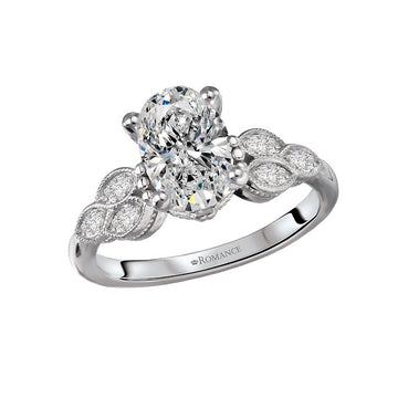 Orbelle Milgrain Design Diamond Engagement Ring | 14K White Gold