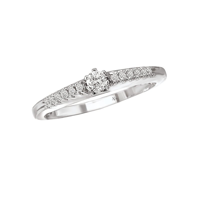 Glemera Petite Bandora Diamond Engagement Ring in 14K White Gold